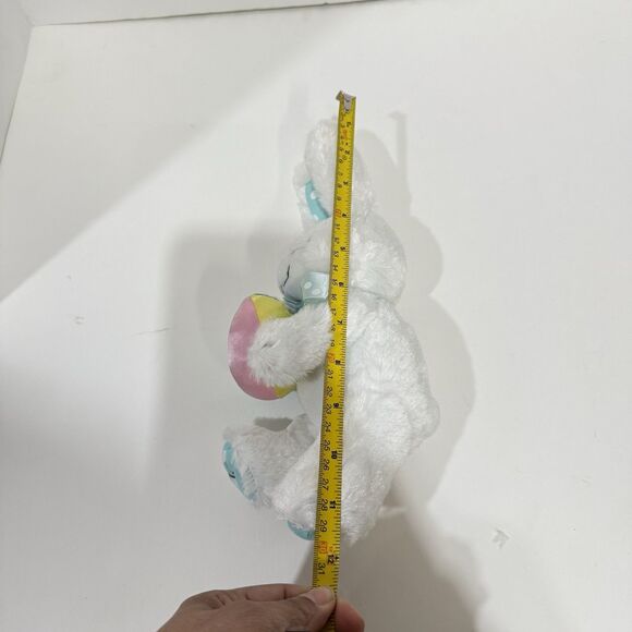 11” White Easter Bunny w Blue and White Poka Dot Ears /bow - NWOT - Picture 12 of 15